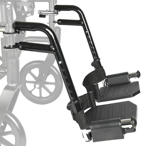 Universal Wheelchair Footrest Replacement - Adjustable Composite Footboard & Heel Loop Foldable Comfort Support Affordable Black Lightweight Easy Installation