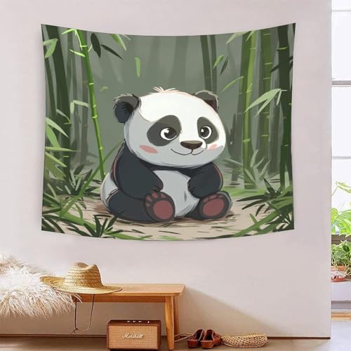 Tapisserie Panda 3D habille un grand mur blanc sans peindre