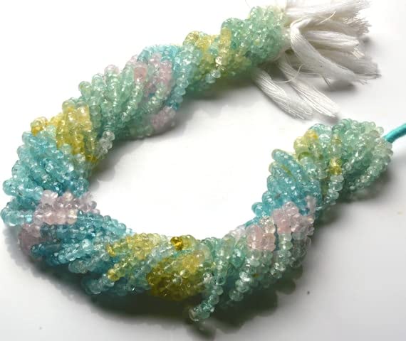 Perles aigue-marine naturelle en rondelles facettées 4mm pour création