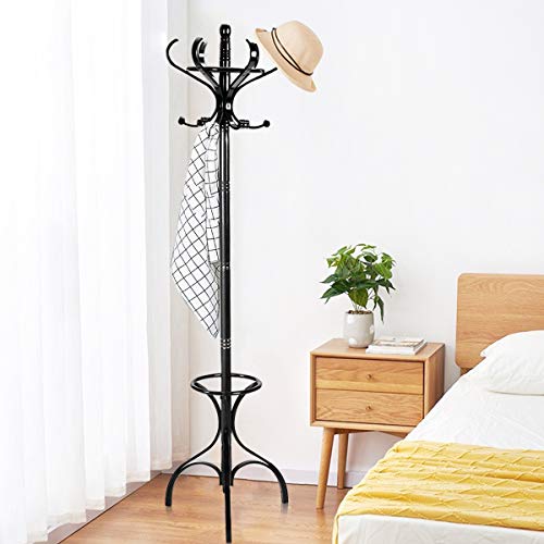 Tangkula 72" Standing Coat Rack, Wood Coat Tree with Hooks, Home Hat Jacket