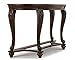 Signature Design by Ashley Norcastle Traditional Half Moon Sofa Table with Beveled Glass Top and Scrollwork Legs, Dark Brown
