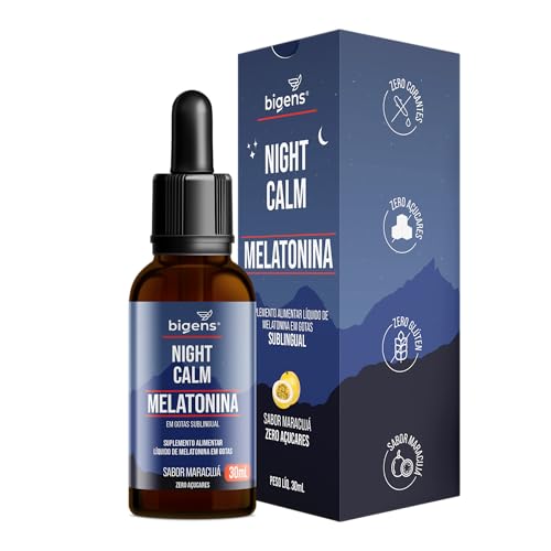 Night Calm Melatonina em gotas, 30 mL, Biogens (Maracujá)