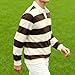 Xiaojmake Mens Striped Polo Shirt Long Sleeve Rugby Tshirt Fashion Fall Color Block Pullover Sweatshirt Collared Preppy Shirt Brown