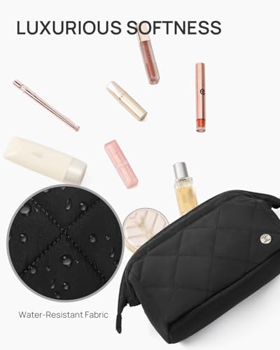 Telena Puffer Makeup Bags for Women, Nylon Puffy Padded Make Up Bags for Women Makeup Organizer Case, Wide-open Makeup Pouch Travel Essentials2