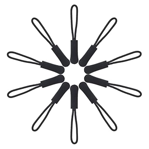 DBOO 10 Pack Zip Pulls for Backpacks, Tents, Trolley cases, Traveling cases, and Jackets (Black) Cover