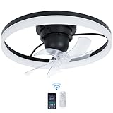DSGSANO 20' Black Ceiling Fan with Light and Remote - Smart 360° Rotating Ceiling Fan, Adjustable 3000-6500K Color Temperature, 6 Speed Settings