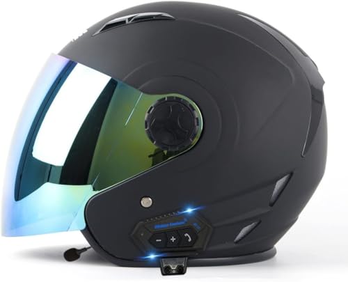 Retro 3/4 Motorcycle Helmet with Bluetooth, DOT/ECE Approved