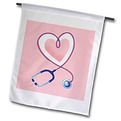3dRose 18 x 27 inch Garden Flag - Stethoscope Heart Digital Art
