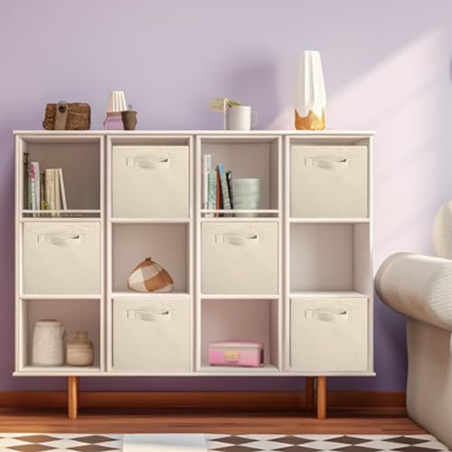 Fabric Storage Bins for Closet 2 Pack (Beige)
