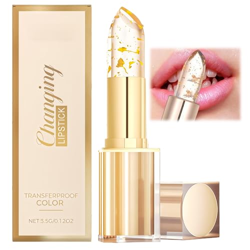 PH Lipstick with Gold Foil, Colour Changing Lipstick - Transfer Proof, 24H Moisturizing & Long Lasting, Clear Lip Gloss for Shine & Fits All Women’s Skin Tones, Charming Look