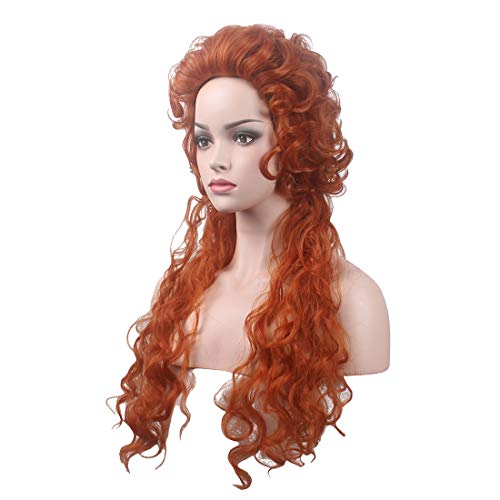 wildcos Long Orange Curly Prestyled Cosplay Wig for Women