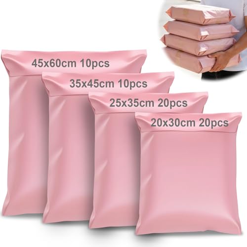 XRXYMQ Rosa Versandtaschen Kleidung Selbstklebend 60 Stück Mehrgrößen Set Versandtüten Blickdichte & Wasserabweisende Versandbeutel Für Textilien