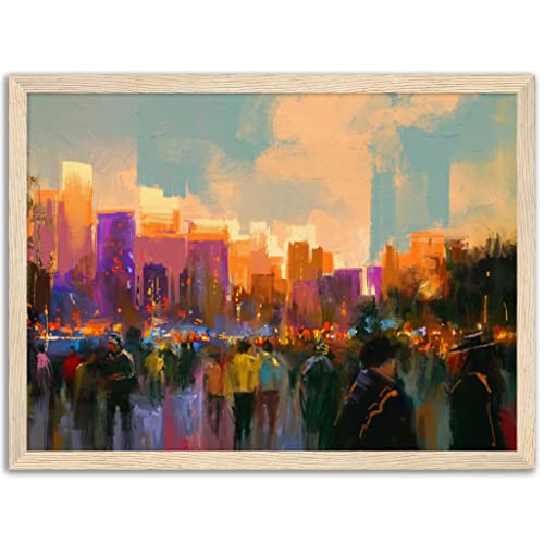Art mural New York en impression d'art abstraite avec cadre en bois format 30x40 cm