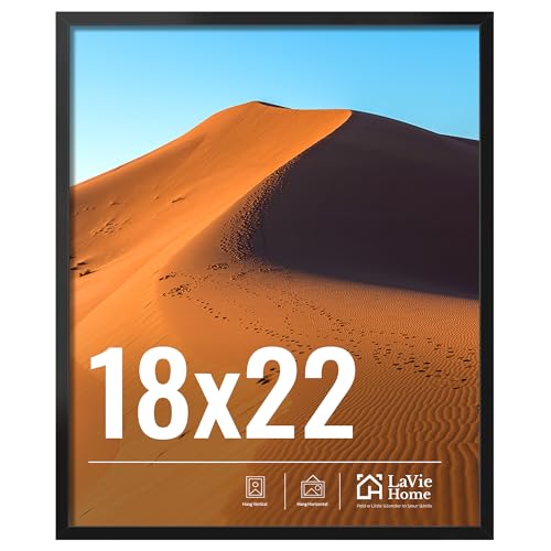 LaVie Home 18x22 Picture Frame for Wall Display, 18x22 Black Picture Frame with HD Plexiglas, 18 x 22 Photo Frame 1 Pack, Display Frame for Vertical or Horizontal, Classic Collection