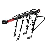 Rápido y Fácil: En comparación con otros portaequipajes de la bicicleta parrilla trasera, nuestro portabicicletas trasero se puede conectar al tubo del asiento simplemente apretando el tornillo.