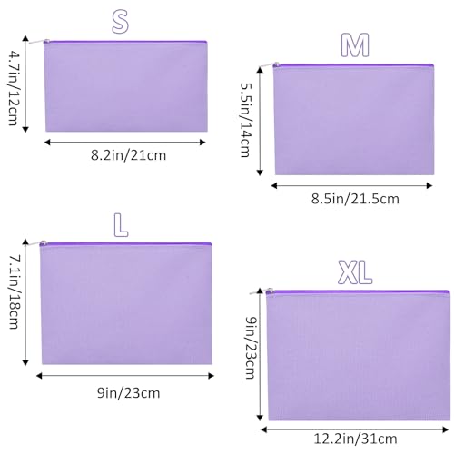 Image of 12 Pieces Cotton Canvas Makeup Bag, Multipurpose Cosmetic Bag with Zipper Travel Toiletry Pouch, Blank DIY Craft Bag (Purple, XL)