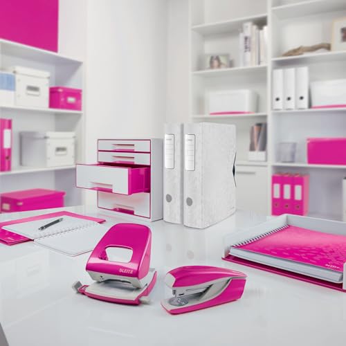 Image of Leitz Wow PP Premium Box File Folder 30mm with Elastic Closure, Pink Metallic (250 Sheets Capacity)