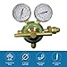 Flame Tech High-Pressure Piston Regulator for Inert Gases, Regulator for Nitrogen and Argon Gas, Forged Brass Body and Bonnet, Easy to Read Dual Scale, Precise Stabilized Control