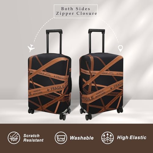 Image of Explore Land Travel Luggage Cover Air Approve Suitcase Protector Fits 18-32 Inches Case, Gold Fragile, S, Gold Fragile