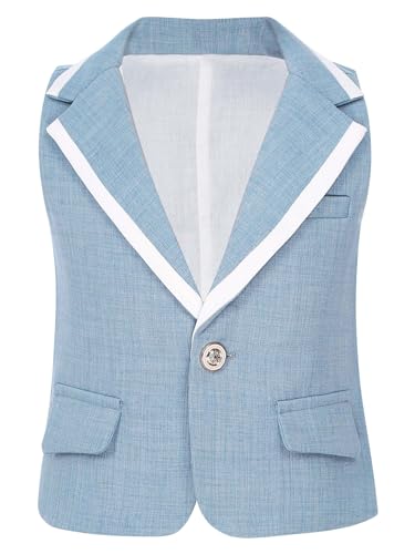 Boys' Formal Suit Vest Lapel Collar One Button Single Breasted Dress Waistcoat Top