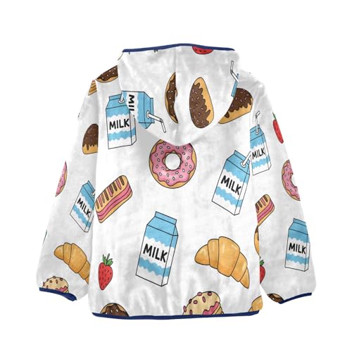 Sweet Treats and Milk Prints Toddler Fleece Jacket Girl Boys Hooded Fleece Jacket Coat Warm Outwear Zip-up 3-10T2