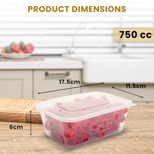 Image of Superior Takeaway Containers with Lids - 20 Pcs Durable 750ml Crack-Resistant Rectangular Food Containers with Lids -Microwave Safe Leak-Proof Takeaway Containers- Perfect for Meal Prep & Food Storage