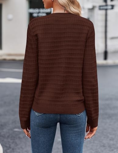 Image of Zeagoo Women's 2026 Cardigan Sweaters Button Down Crew Neck Open Front Long Sleeve Knit Cropped Jackets