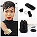 Black Human Hair 27 Piece Quick Weave Bump Hair with Free Closure,Short Hair Pieces For Black Women (1B)