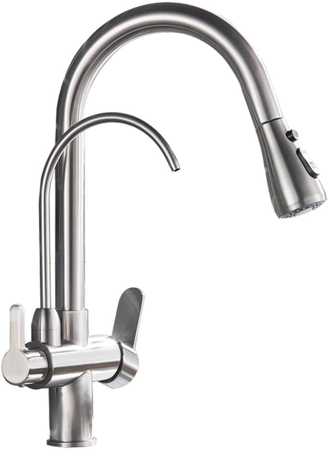 Robinet de Cuisine Pivotant anti-calcaire en Laiton Noir et Nickel