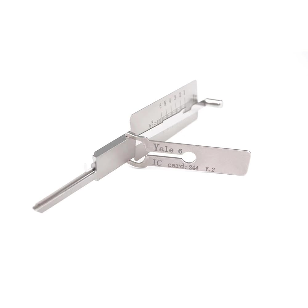 Rlokk Silver Lock Pick And Decoder Locksmith Tool For Yale Locks, 2 In 1 Lock Picking Tool, Door Lockpick Kit (Yale-6)
