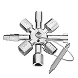 KingBra Cle Utilitaire Multifonction, Clé utilitaire 10 en 1, clé cruciforme universelle, multifonction, adaptée pour compteur de gaz, d'eau, électrique, boîte de contrôle d'armoire de train (argent)