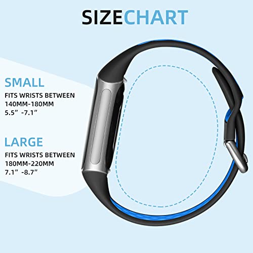 CeMiKa Correas Silicona Compatible con Correa Fitbit Charge 5/Correa Fitbit Charge 6, Bandas Ajustable Impermeable Deportivas Suaves Transpirables para Correa Charge 5/Charge 6, Pequeño Ggrande - imagen 5