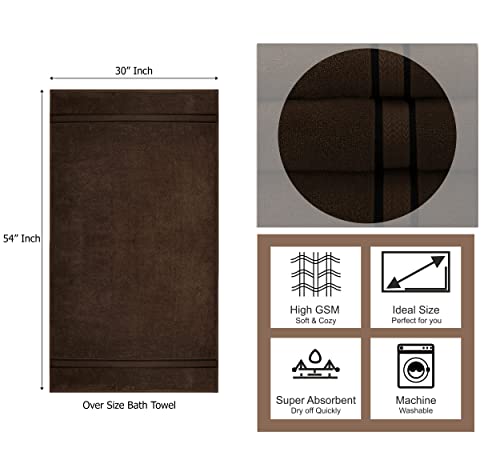 Cotton Craft Ultra Soft Oversized Bath Towels - 4 Pack Extra Large Bath Towels - 30X54 - Absorbent Everyday Luxury Hotel Spa Gym Shower Beach Pool Camp Dorm - 100% Cotton - Easy Care - Chocolate Brown #TOP4
