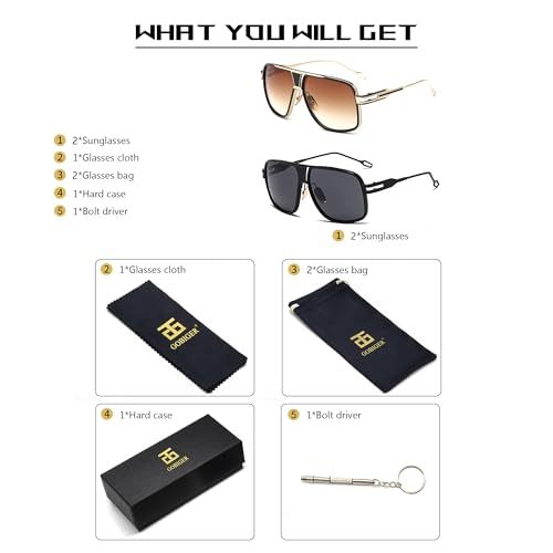 Image of Aviator Sunglasses for Men Retro Fashion Gold Oversized 70s shades | Disco Party Casual Lentes De Sol Hombre Large Big Designer 70s Outfits Sun Glasses Cool Metal Vintage Stylish Tinted Eyewear