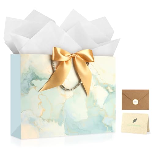 Image of JMANNI Gift Bags, Valentines Gift Bags with Ribbon, Portable Paper Gift Bag, Marble Pattern, for Any Occasion, Including Valentines Day Baby Shower Birthday Party Wedding Mothers Day(LP11-DLS09-L