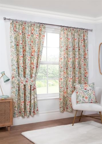 ILIV Sundour Pencil Pleat Curtains Amaryllis Taped Top Curtain Pair Cream 90x54 (229x137cm)
