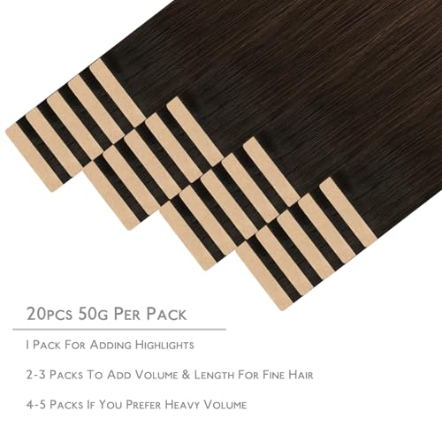 Image of WENNALIFE Tape in Hair Extensions Human Hair, 20pcs 50g 24 inch Ombre Dark Brown to Light Chestnut Brown Remy Hair Extensions Straight Human Hair Tape in Extensions Skin Weft Tape Extensions Human Hai
