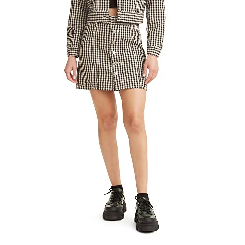 Levi's Women's A-Line Button Front Mini Skirt, Amanda Check Caviar-Multi-Color, 28 #TOP11