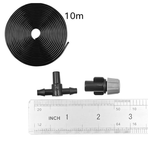 ZONADAH Tropfsystem-Set, Sprühnebel-Düsen-Set, 10 Meter Sprinklerschlauch mit 9 Bewässerungsdüsen, Verneblungskühlsystem für den Außenbereich für die Bewässerung von Gewächshaus- und Gartenpflanzen