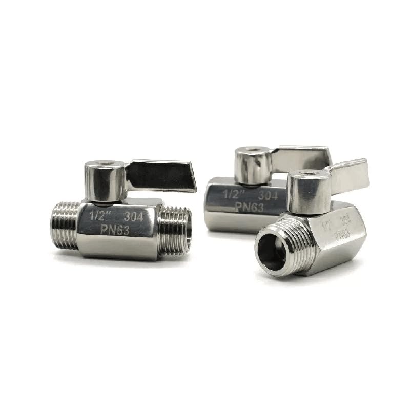 2x Kugelhahn 3/8″ IG Auf 3/8″ IG Edelstahl 304 + 2 Sechskant-Nippel – Für 0–7 MPa & -50–230 °C
