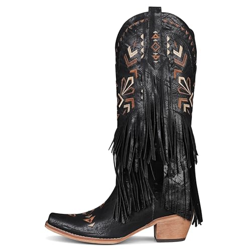 Image of SaraIris Women's Cowgirl Boots Knee High Fringe Boots | Casual Boots
