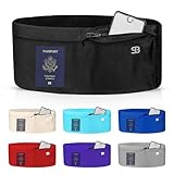 Unisex Travel Money Belt, Running Belt, Fanny and Waist Pack, 4 Large Security Pockets and Zipper, Fits All Size Phones Passport and More, Extra Wide Spandex