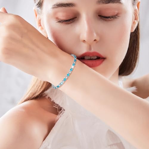 Suyi Tennis Bracelet Birthstone Cubic Zirconia Bracelet Silver Silder Bracelet Birthday Jewellery - Image 3