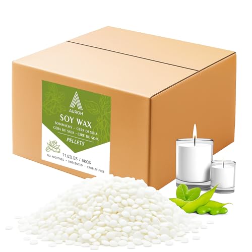 Auroh Soy Wax Pellets 5KG – 100% Natural SOYA Candle Wax Beads for Candle Making, Wax Melts & Tarts | Clean Burn, Vegan, Unscented