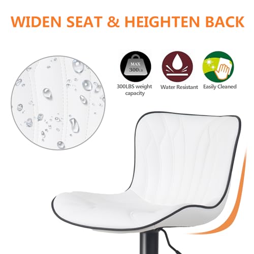 Image of YOUNIKE White Bar Stools Set of 4 Modern Swivel Counter Height Bar Chair with Back Adjustable Kitchen Island Faux Leather Padded Barstools taburetes de bar Breakfast sillas para barra de cocina 4PCS