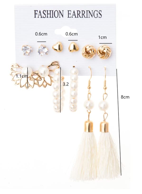 Image of ANNACREATIONS Stylish combo of pearl stud hoop earrings set for Women Girls