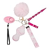 Keychain Set For Women Girls,Safety Keychain Set with Personal Safety Alarm,Portable Self Protection Key Chain Defense (Pink Marble)