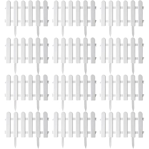 Lot de 12 clôtures blanches en plastique blanc, bordures décoratives de 50 x 30 cm pour jardin, aménagement paysager, fermes, clôtures décoratives en plastique blanc