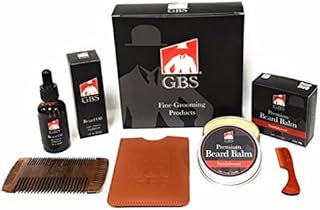 G.B.S Men's Shaving Kit, Sandalwood Groomed Beard Set- Mustache Comb, Sandalwood Beard balm, Sandalwood Oil, and Multi - Sided Wood Comb |