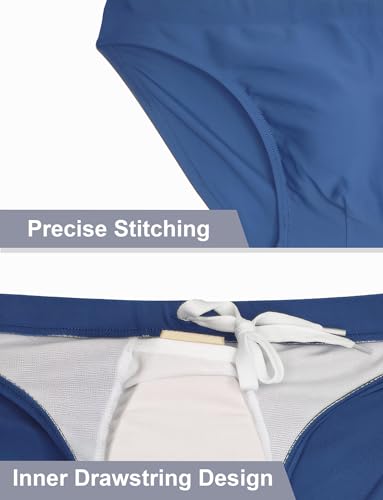 FEOYA Mens Swim Briefs Solid Padded Bikini Swimsuit Basic Quick Dry Swimwear with Drawstring4